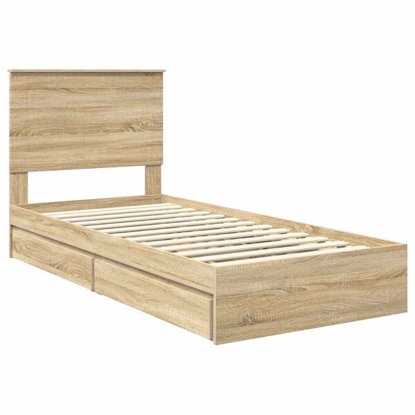 vidaXL Opslag bed met lade Sonoma Eiken 100 x 200 cm Bewerkt hout