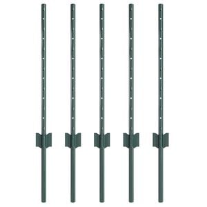 vidaXL ingegraven hekpalen 5 st Groen 100 cm Gepoedercoat staal