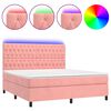 vidaXL Boxspring met matras en LED fluweel roze 180x200 cm