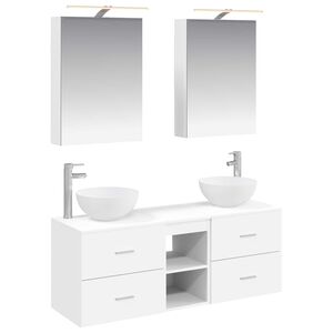 vidaXL Badkamermeubelset 5 st Wit Bewerkt hout en glas