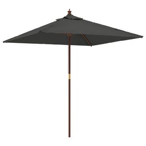vidaXL Parasol met houten paal 198x198x231 cm antracietkleurig