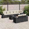 vidaXL 9-delige Loungeset met kussens poly rattan zwart