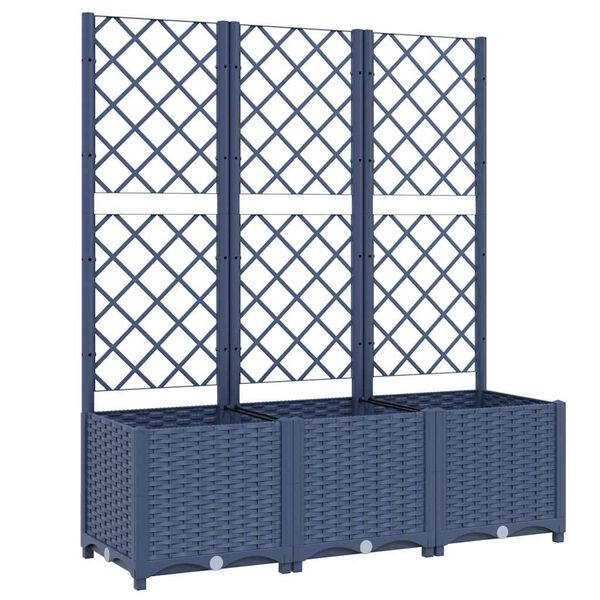 vidaXL Plantenbak met latwerk 120x40x136 cm polypropeen blauwgrijs