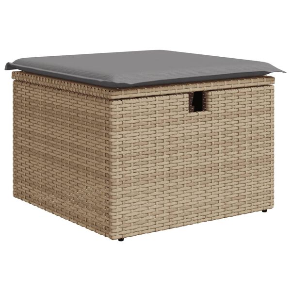 vidaXL 6-delige Loungeset met kussens poly rattan beige