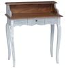 vidaXL Schrijfbureau Bruin en wit 80 x 40 x 92 cm Massief mahoniehout