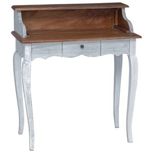 vidaXL Schrijfbureau Bruin en wit 80 x 40 x 92 cm Massief mahoniehout