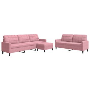 vidaXL 3-delige Loungeset met kussens fluweel roze