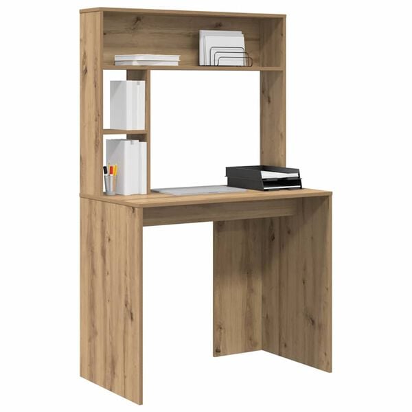 vidaXL Bureau met plank Artisan Eiken 91 x 50 x 149 cm Bewerkt hout