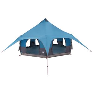 vidaXL Gezinstent Blauw 10-persoons 185T Polyester met PU Coating