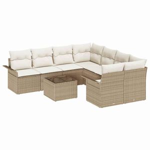 vidaXL Tuin Sofa Set 9 pcs Beige Poly riet
