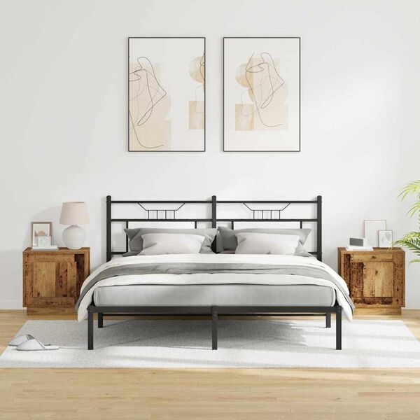 vidaXL Nachtkastje 2 pcs Oudhout 44 x 34,5 x 45 cm Bewerkt hout