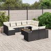 vidaXL 10-delige Loungeset met kussens poly rattan zwart
