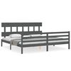 vidaXL Bedframe met hoofdbord massief hout grijs 200x200 cm