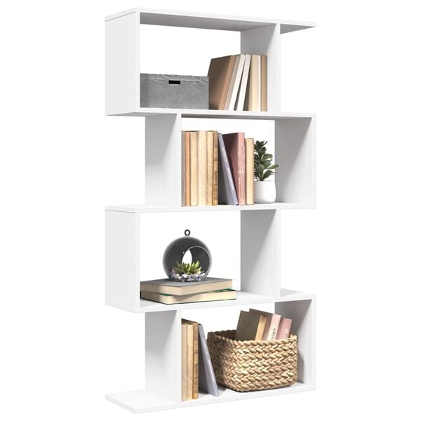 vidaXL Kamerverdeler Boekenkast 4-laags Wit 70x24x129 cm Bewerkt Hout