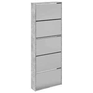 vidaXL Schoenenkast met spiegel 5-laags 63x17x169,5 cm betongrijs