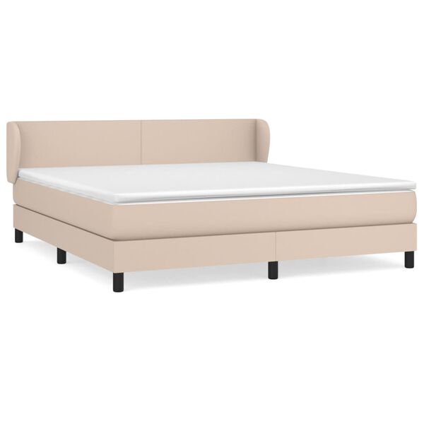 vidaXL Boxspring met matras kunstleer cappuccinokleurig 160x200 cm
