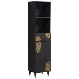vidaXL Badkamerkast met lade Zwart 38 x 33 x 160 cm Massief Mango Hout