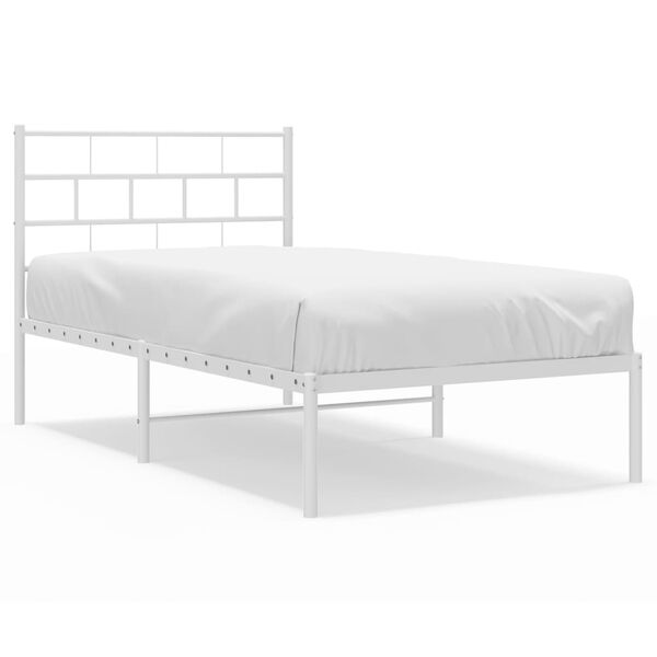 vidaXL Bedframe met hoofdbord metaal wit 90x200 cm