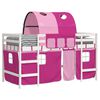 vidaXL Kinderhoogslaper met tunnel 80x200 cm massief grenenhout roze