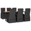 vidaXL 7-delige Tuinset met kussens poly rattan zwart