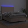 vidaXL Boxspring met matras en LED kunstleer cappuccinokleur 140x190cm