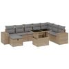 vidaXL 9-delige Loungeset met kussens poly rattan beige