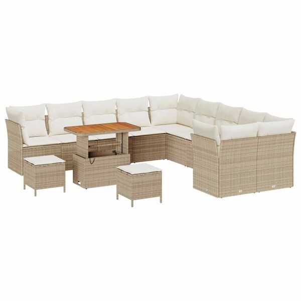 vidaXL Tuin Sofa Set met kussen 13 pcs beige en cr&egrave;mekleurig