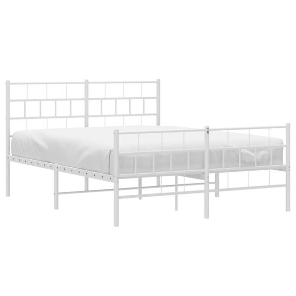 vidaXL Bedframe met hoofd- en voeteneinde metaal wit 120 x 190 cm