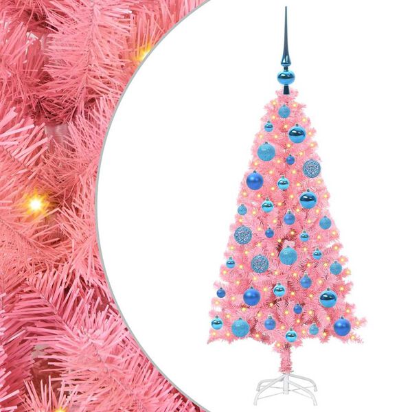 vidaXL Kerstboom met 150 LED met standaard Roze 120 cm PVC