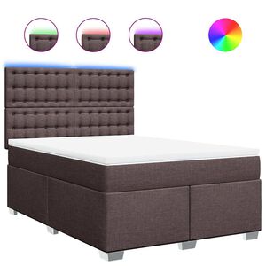 vidaXL Boxspring met matras stof donkerbruin 140x190 cm