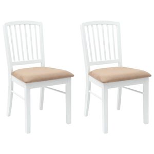 vidaXL Eettafelstoelen 2 st Massief Rubberhout Wit 50 x 52,5 x 91 cm