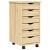 vidaXL Rolling Cabinet met Laden MOSS 34 x 39 x 65,5 cm Heldere Vernis
