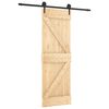 vidaXL Schuifdeur Naturel en Zwart 70 x 210 cm Massief Grenenhout