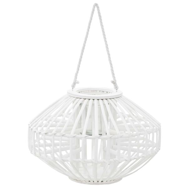 vidaXL Lantaarnhouder hangend wicker wit
