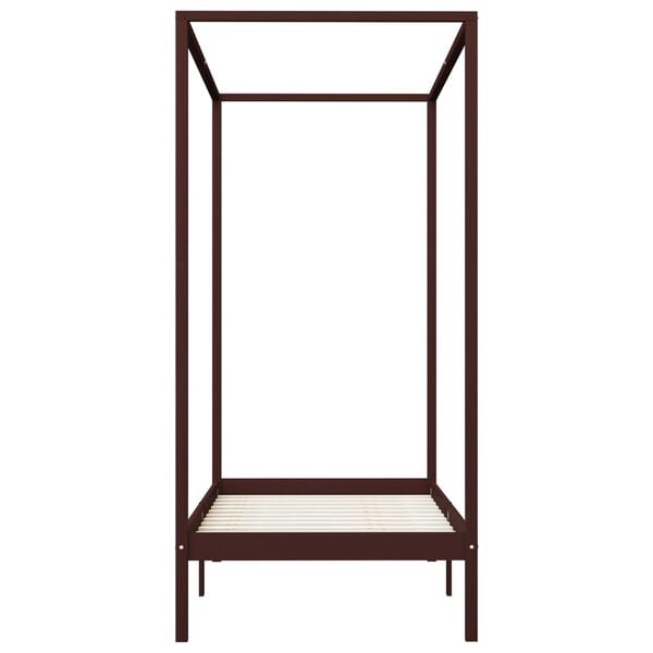 vidaXL Hemelbedframe massief grenenhout donkerbruin 100x200 cm