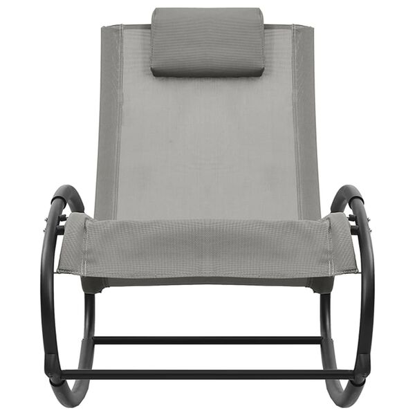 vidaXL Ligstoel met kussen staal en textileen grijs