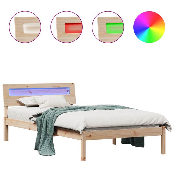 vidaXL Bedframe met hoofdeinde Bruin 90 x 200 cm Massief grenenhout