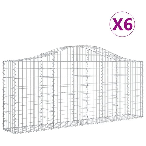 vidaXL Schanskorven 6 st gewelfd 200x30x80/100 cm gegalvaniseerd ijzer
