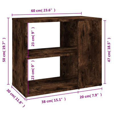 vidaXL Bijzetkast 60x30x50 cm bewerkt hout gerookt eikenkleurig