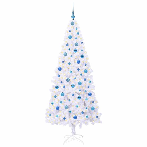 vidaXL Kunstkerstboom met 300 LED Wit 210 cm PVC en staal