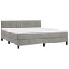 vidaXL Boxspring met matras en LED fluweel lichtgrijs 180x200 cm