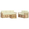 vidaXL Buiten bankenset 6 st Wit en cr&egrave;mekleurig Polyester