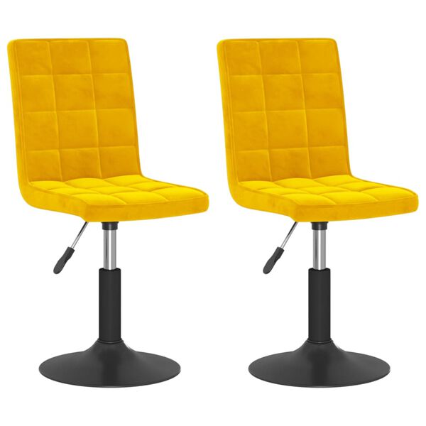 vidaXL Eetkamerstoelen draaibaar 2 st fluweel mosterdgeel