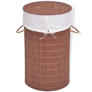 vidaXL Wasmand rond bamboe bruin