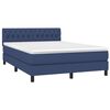 vidaXL Boxspring met matras en LED stof blauw 140x190 cm