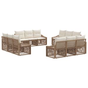 vidaXL Tuinbankenset 12 pcs Beige poly rattan