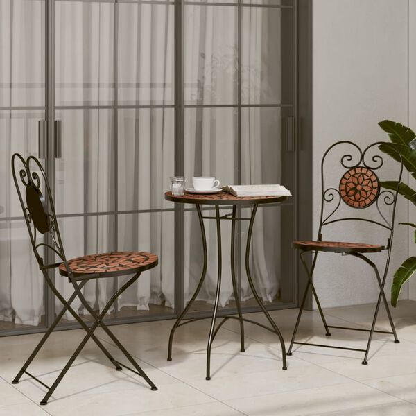 vidaXL Bistrostoelen 2 st inklapbaar keramiek terracottakleurig