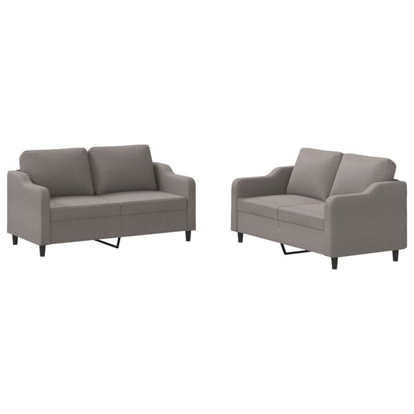vidaXL 2-delige Loungeset met kussens stof taupe