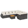 vidaXL 10-delige Loungeset met kussens poly rattan zwart