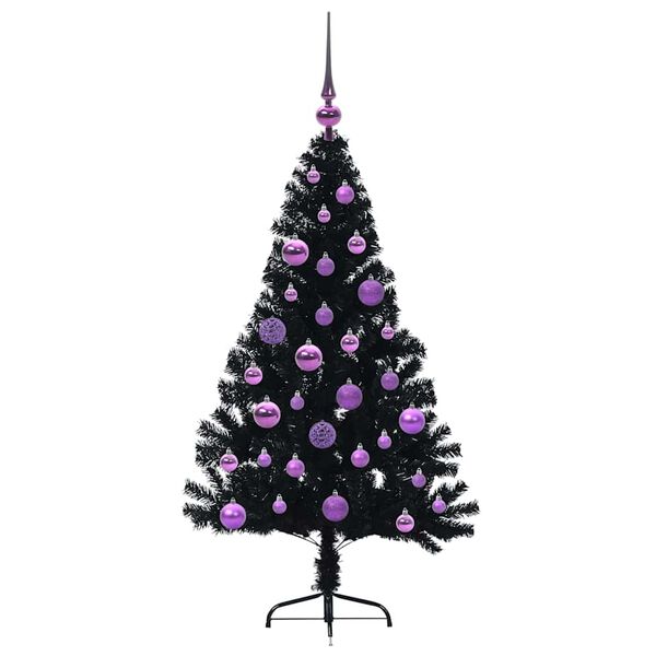 vidaXL Kunstmatig Voorverlicht Kerstboom met 150 LED Zwart 120 cm PVC